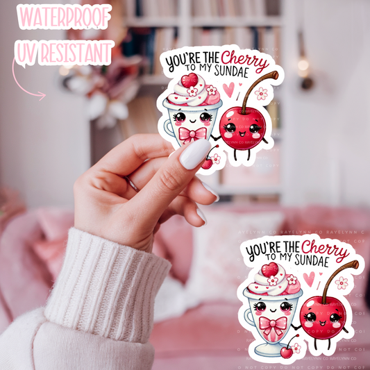 CHERRY & ICE CREAM- DYE CUT STICKER