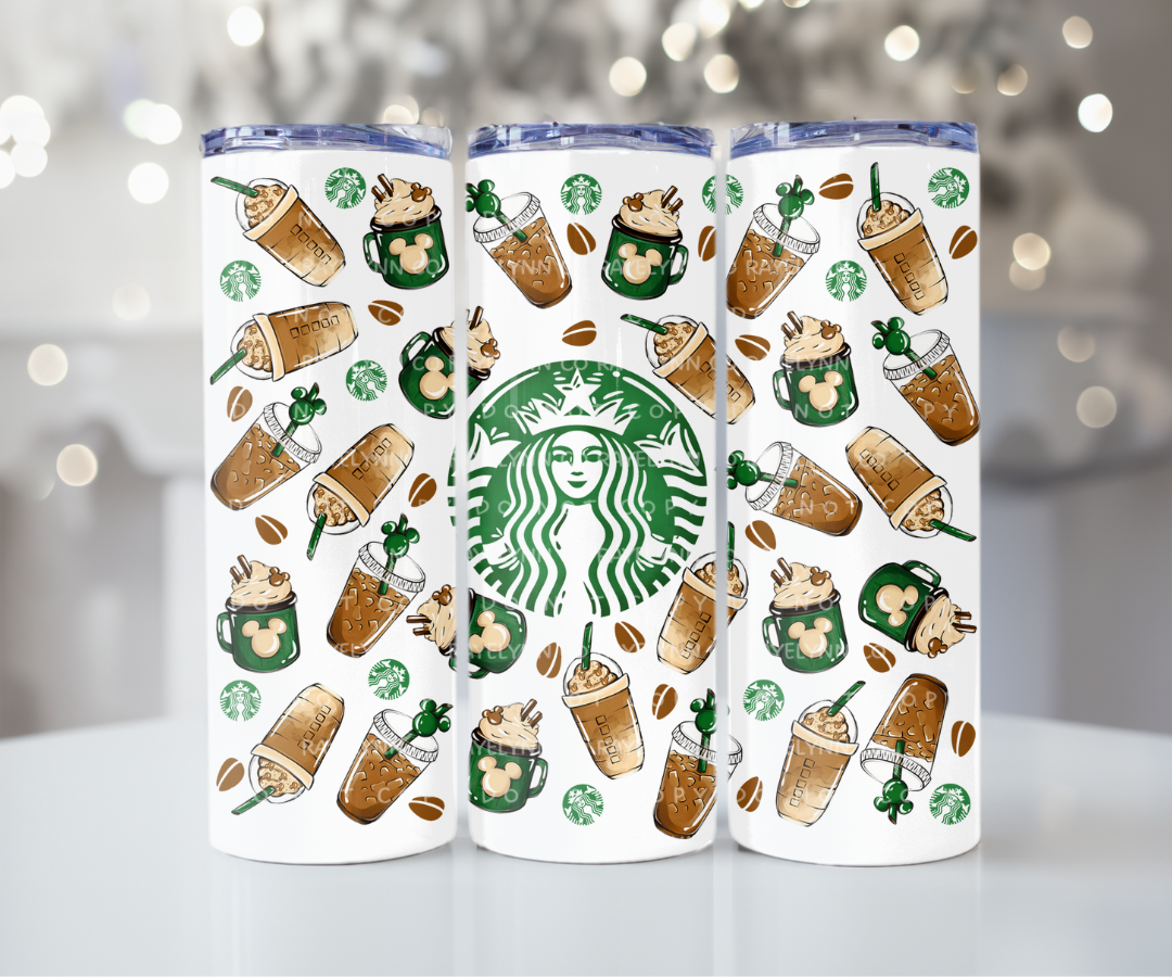 COFFEE TIME MICK- 20 OZ SKINNY UV DTF WRAP