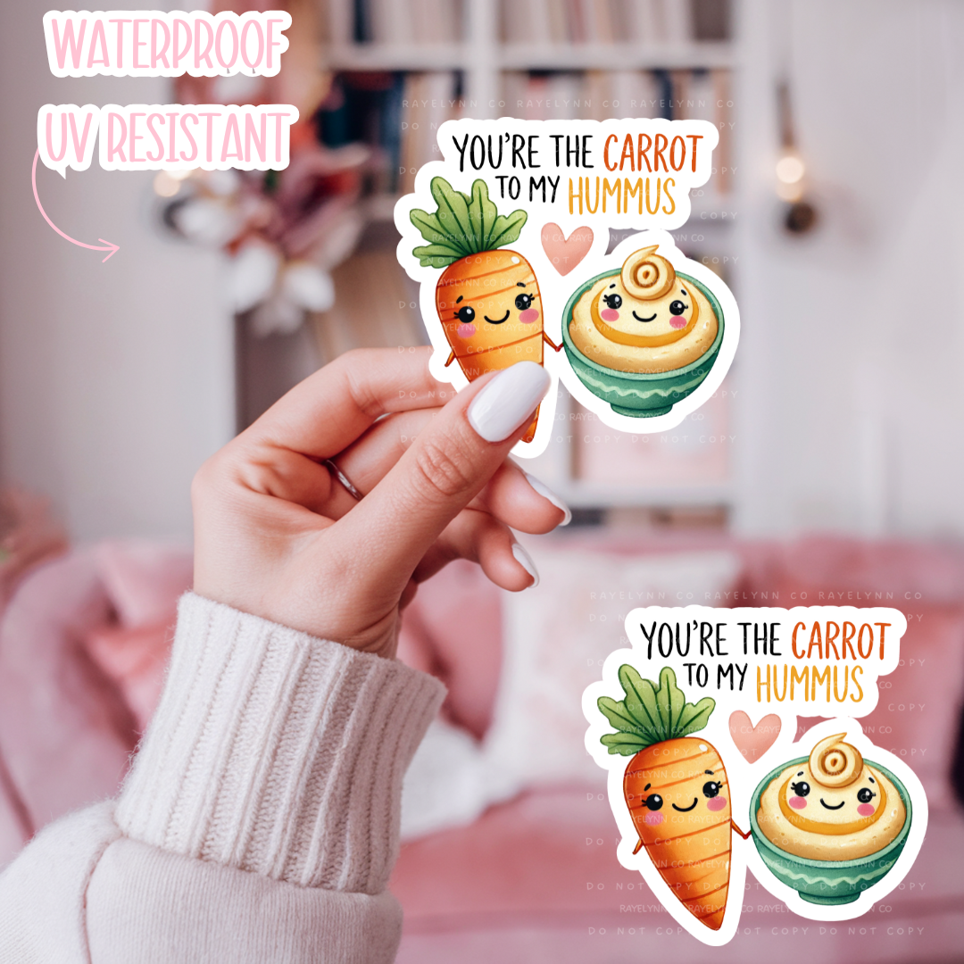 HUMMUS & CARROTS- DYE CUT STICKER