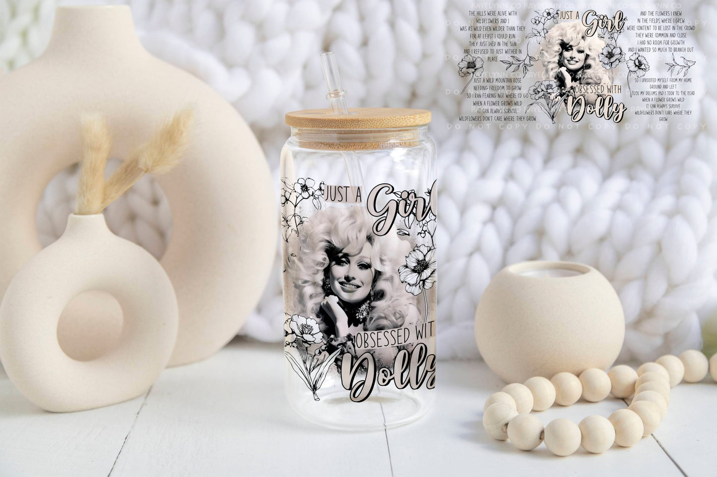 JUST A GIRL WHO LOVES DOLLY- UV DTF WRAP