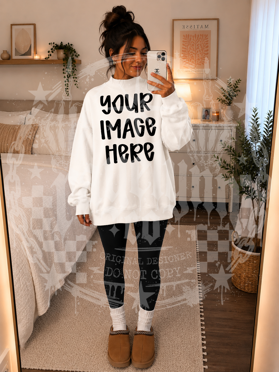 MOCK NECK DROP SHOULDER WHITE MOCKUP- DIGITAL DOWNLOAD