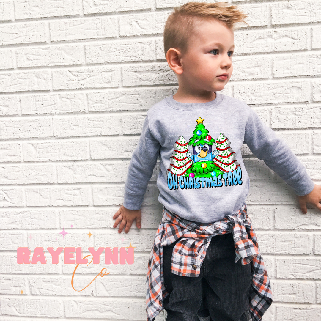 OH BLUE CHRISTMAS TREE- DTF