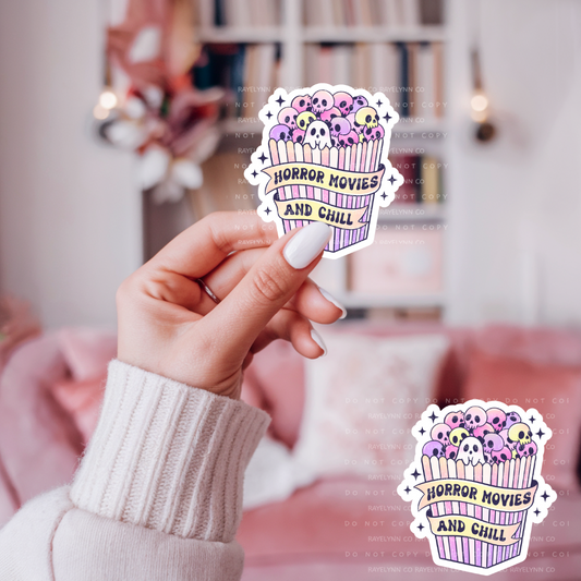 HORROR POPCORN- HOLOGRAPHIC DYE CUT STICKER