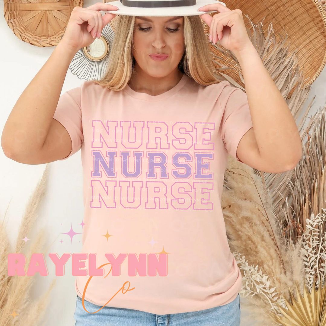 PURPLE STACKED NURSE- DTF