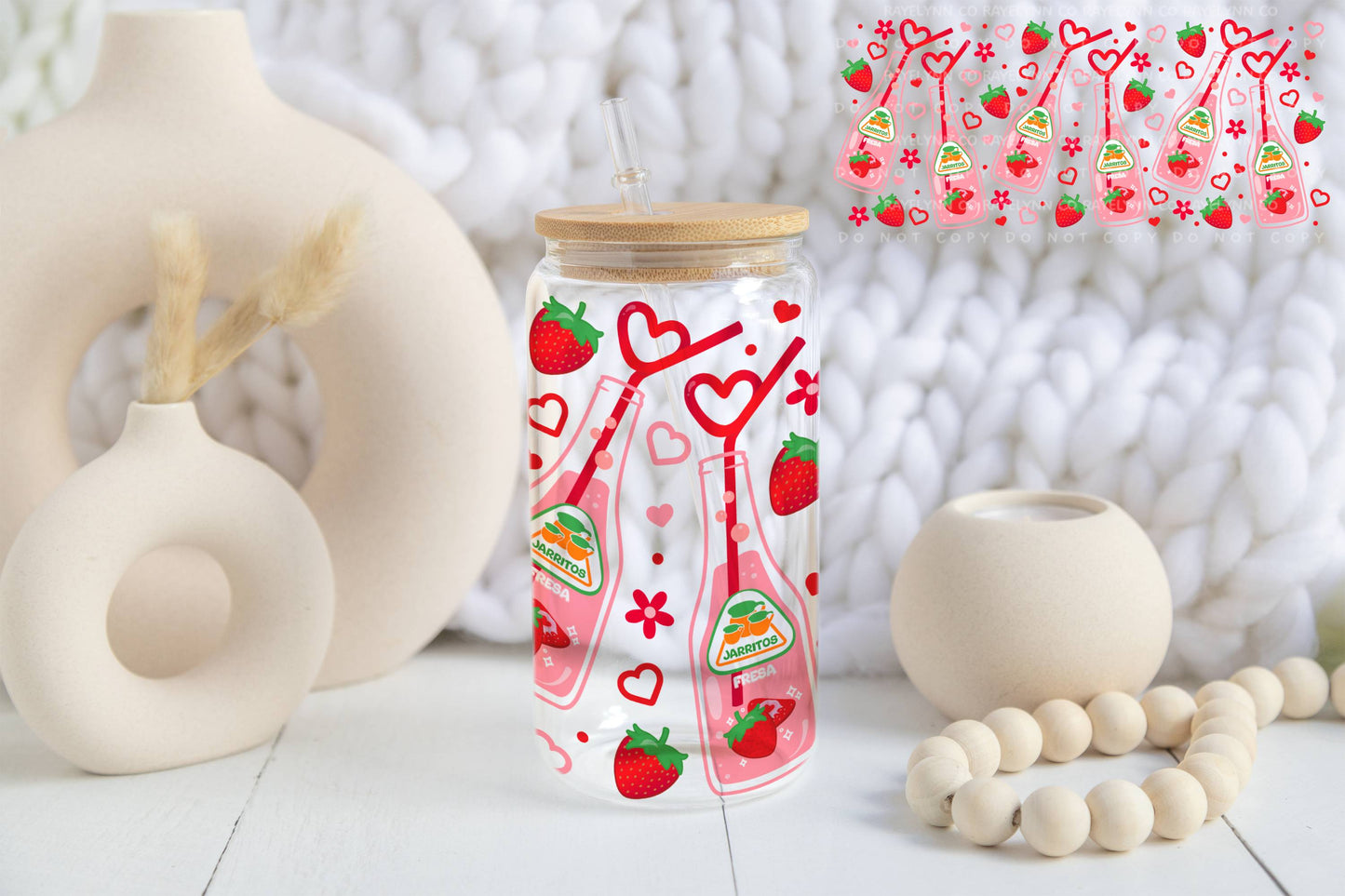 STRAWBERRY JARRITOS- UV DTF WRAP