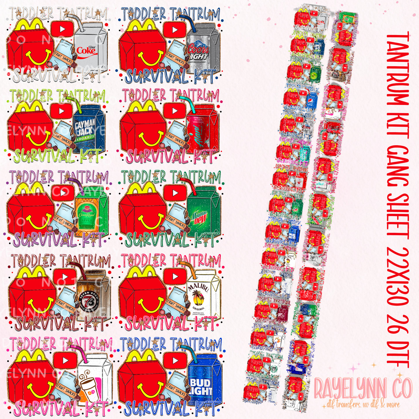 TODDLER TANTRUM KIT PREMADE GANG SHEET 22X130