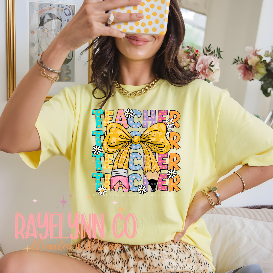 TEACHER PENCIL STACKED- DTF