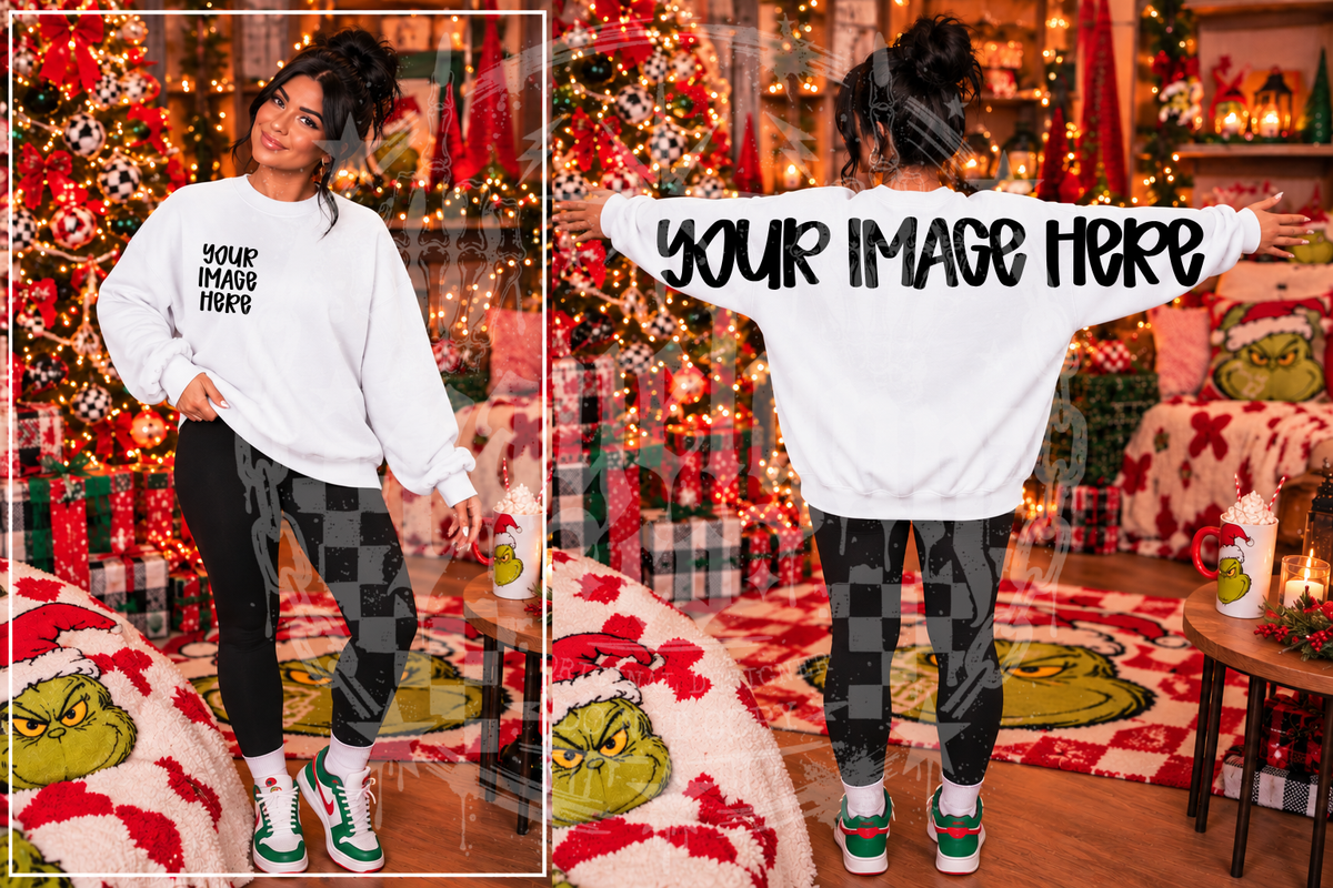 GILDAN CREWNECK WHITE BLANK MOCKUP- DIGITAL DOWNLOAD