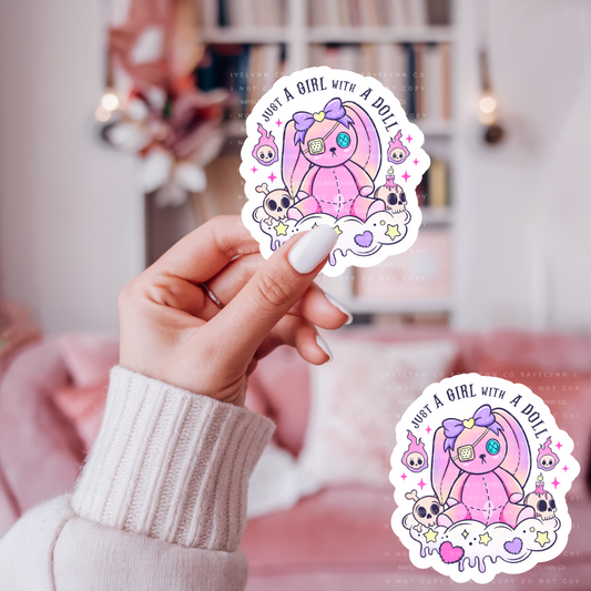 DOLL- HOLOGRAPHIC DYE CUT STICKER