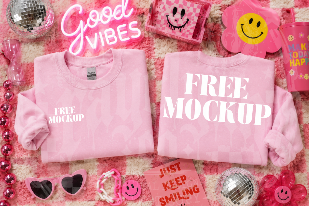 GILDAN PINK CREWNECK BLANK MOCKUP- DIGITAL DOWNLOAD