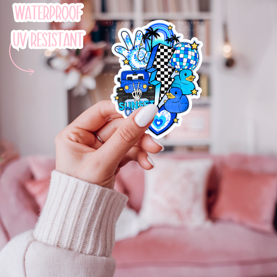 BLUE SUNSET CHASER- DYE CUT STICKER