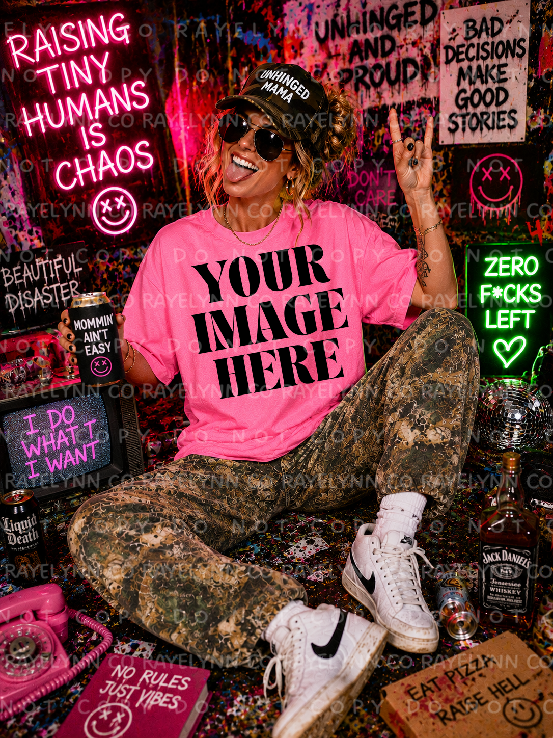 COMFORT COLOR NEON PINK BLANK MOCK UP- DIGITAL DOWNLOAD
