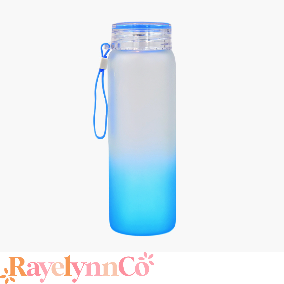 BLUE GLASS WATER BOTTLE 16 OZ