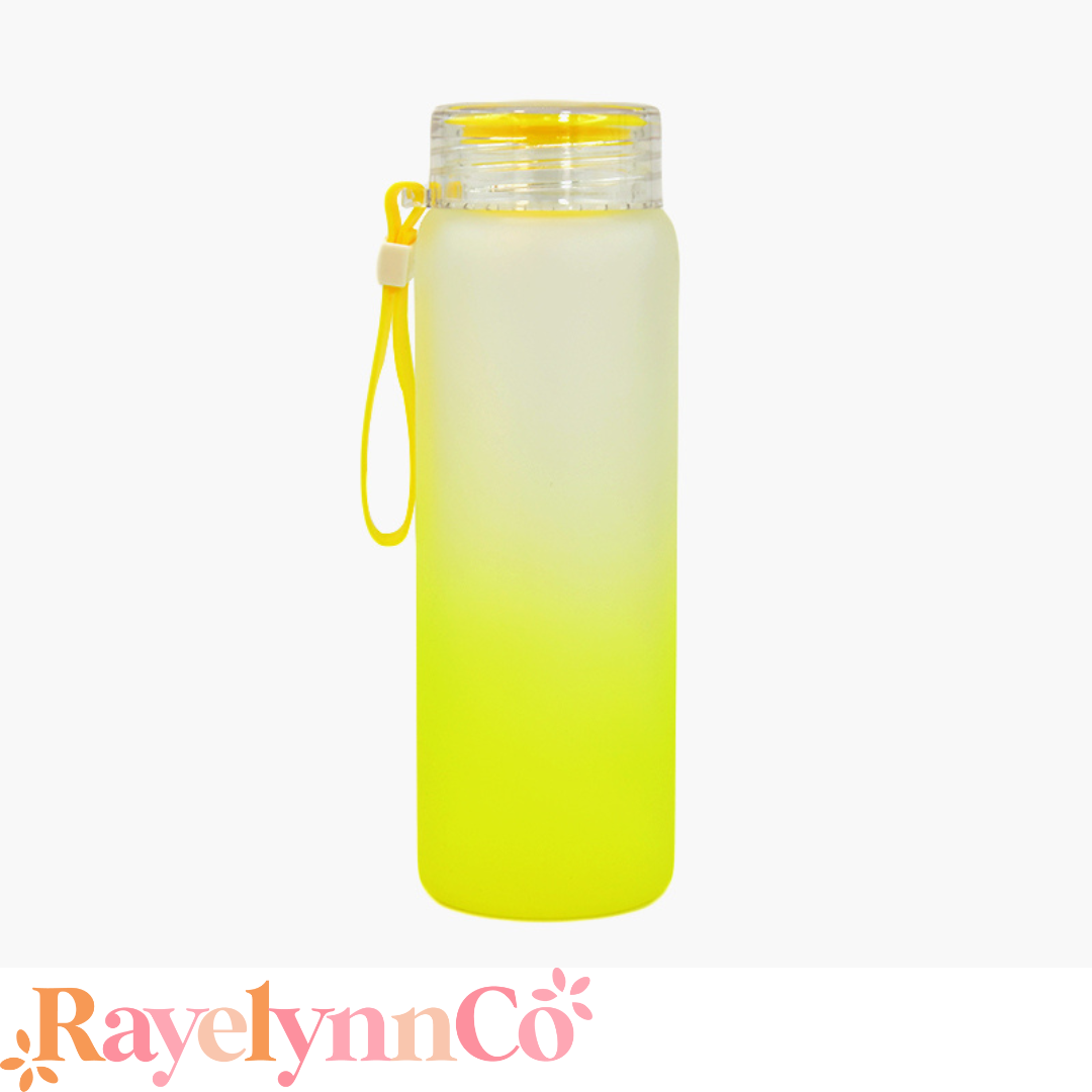 YELLOW GLASS WATER BOTTLE 16 OZ