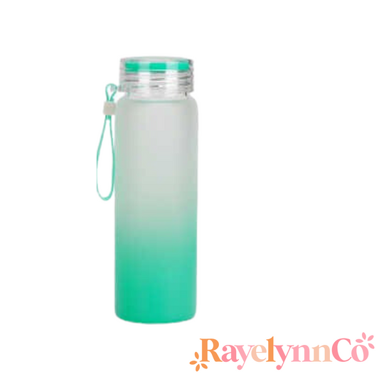 TEAL GLASS WATER BOTTLE 16 OZ