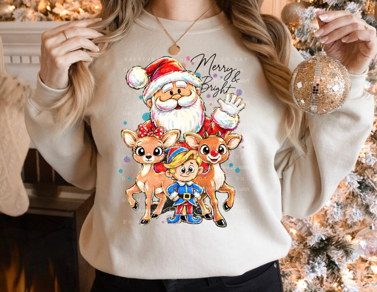 MERRY AND BRIGHT SANTA -DTF TRANSFER