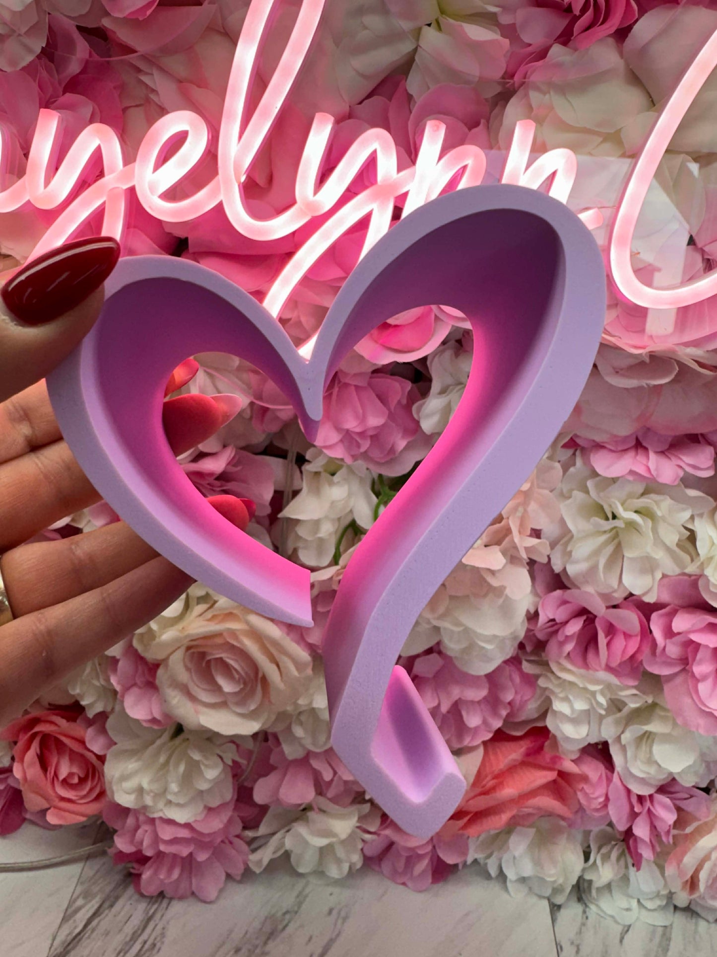 HEART PHONE HOLDER (LAVENDER)-3D PRINTED