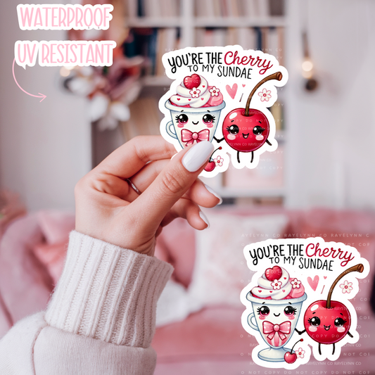 CHERRY & ICE CREAM- DIE CUT STICKER