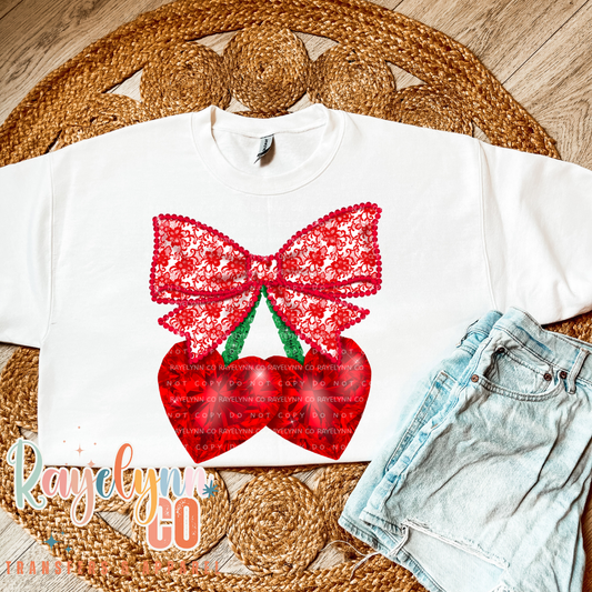 CHERRY DIAMOND HEART- DTF TRANSFER