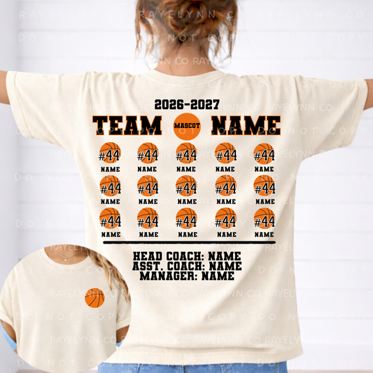 BASKETBALL TEAM (CUSTOM NUMBERS/NAMES)- DTF TRANSFER