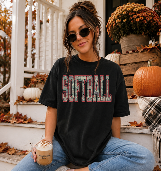 SOFTBALL CAMO RED -DTF TRANSFER