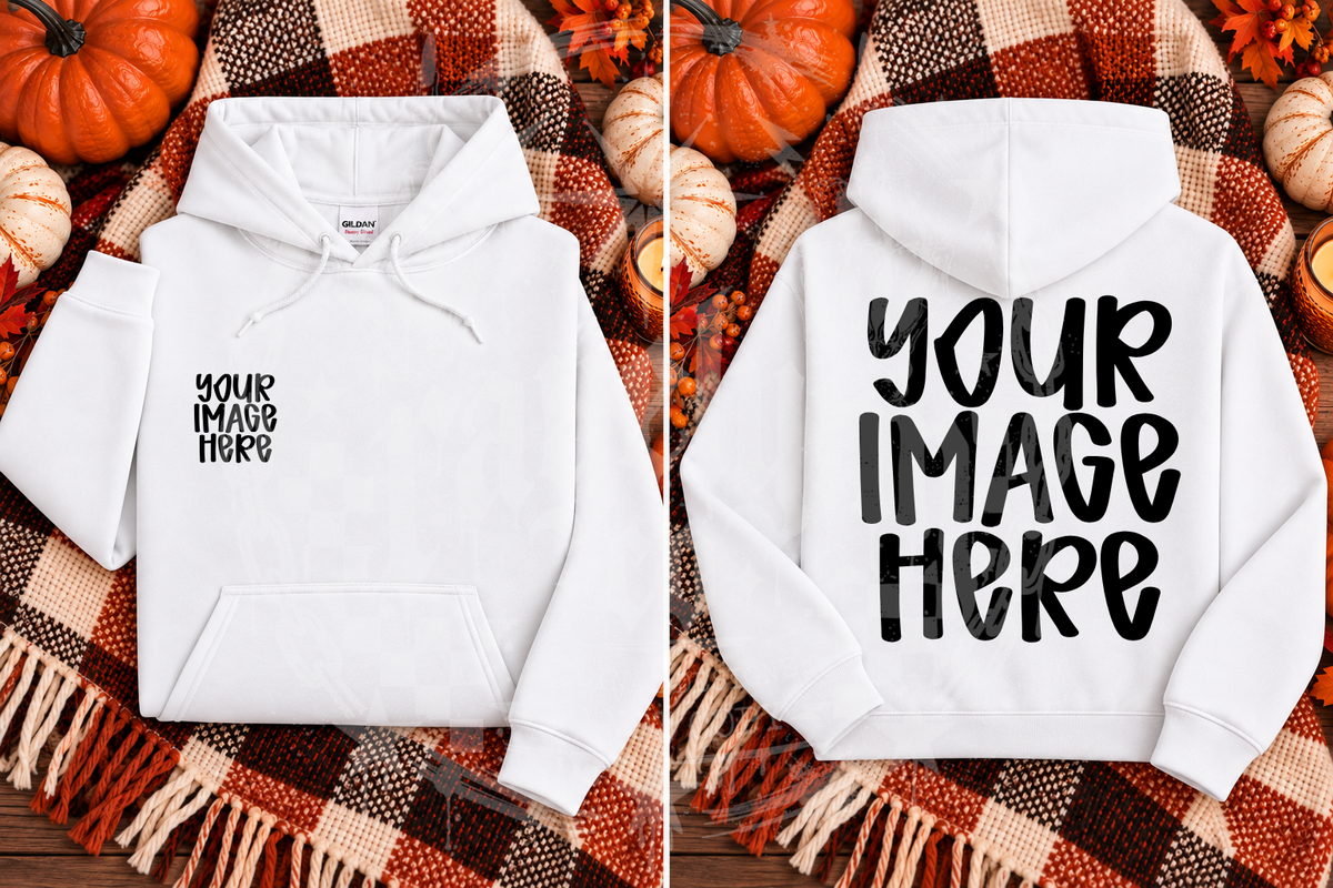 GILDAN G185 HOODIE WHITE BLANK MOCKUP- DIGITAL DOWNLOAD