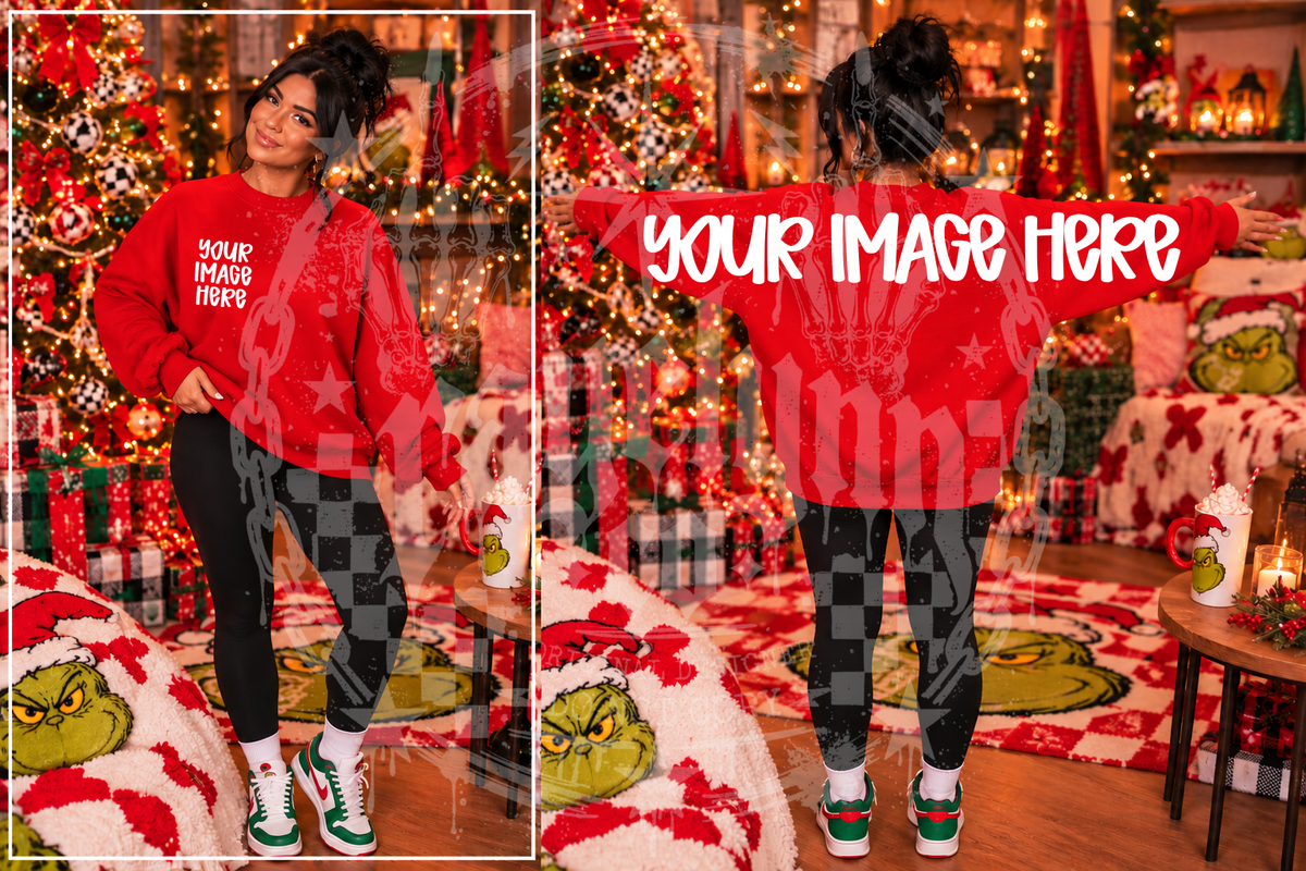 GILDAN CREWNECK RED BLANK MOCKUP- DIGITAL DOWNLOAD