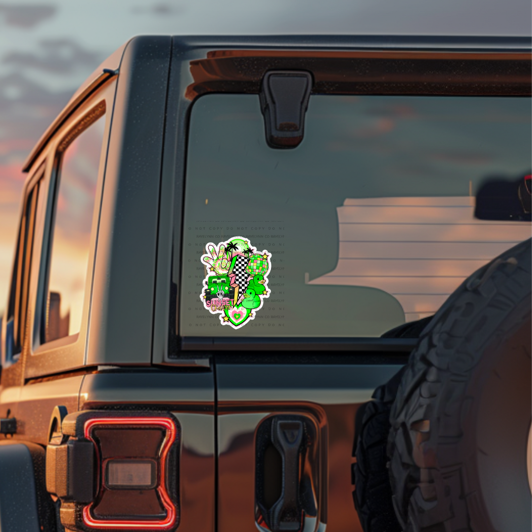 GREEN SUNSET CHASER- DIE CUT STICKER