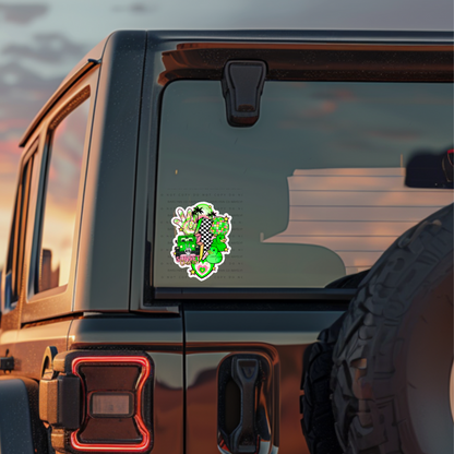 GREEN SUNSET CHASER- DYE CUT STICKER