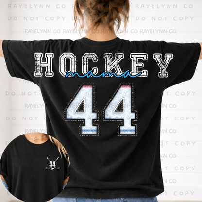 HOCKEY MAMA (CUSTOM NUMBERS)- DTF TRANSFER