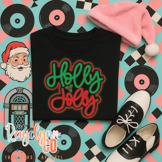 HOLLY JOLLY NEON- DTF TRANSFER