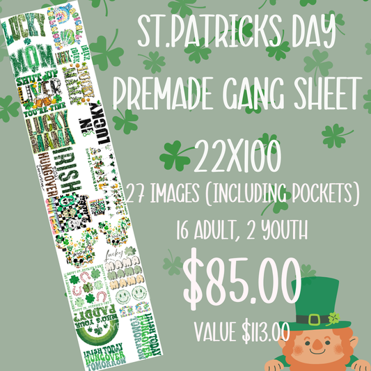 ST PATRICKS DAY PREMADE GANG SHEET