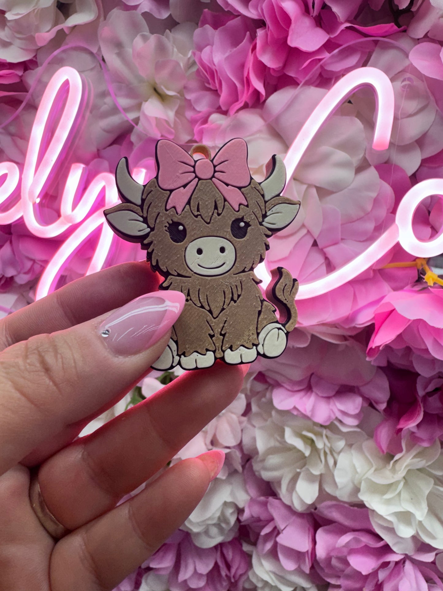 HIGHLAND COW PINK BOW CAN OPENER-3D PRINTED