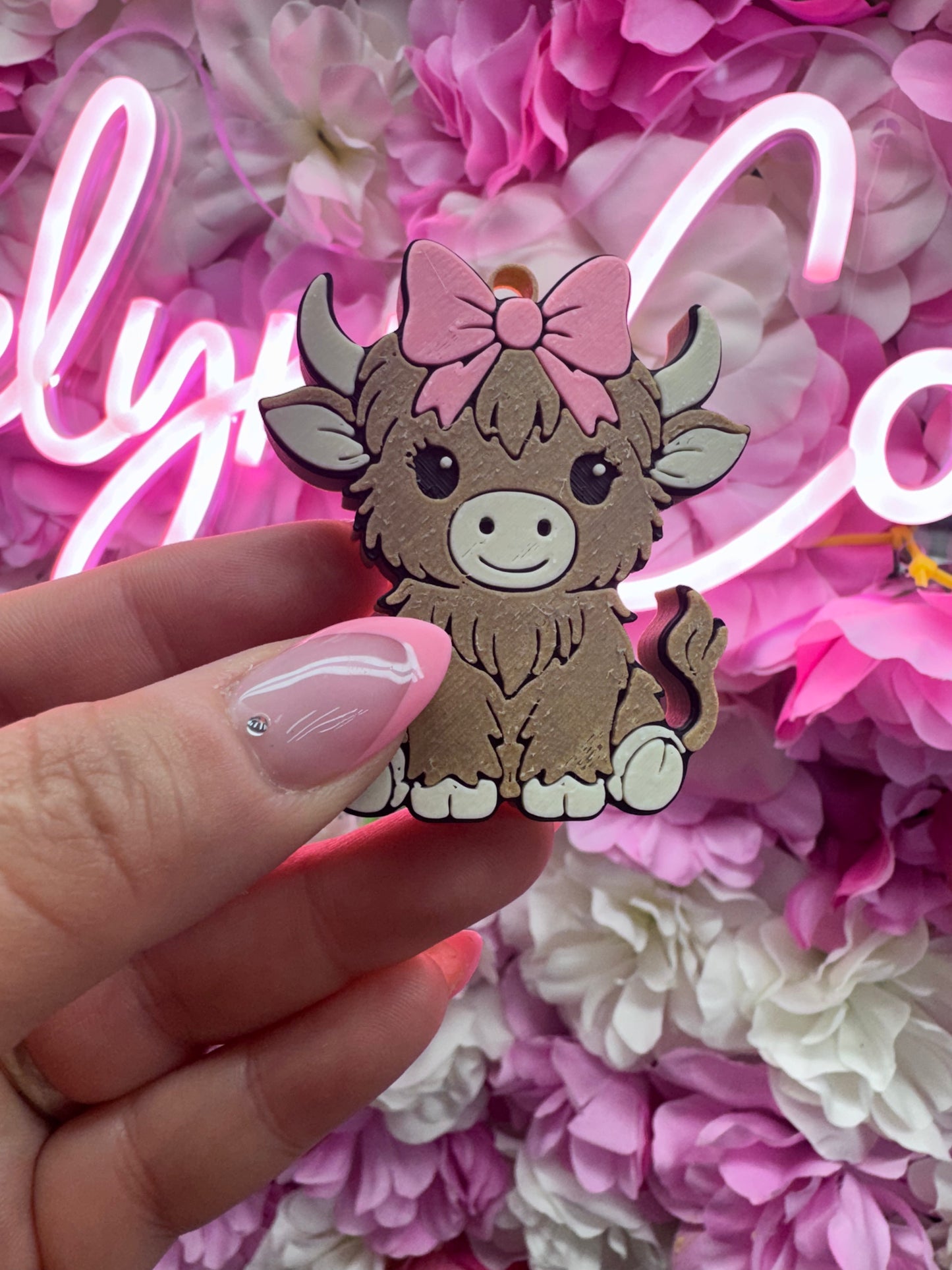 HIGHLAND COW PINK BOW CAN OPENER-3D PRINTED