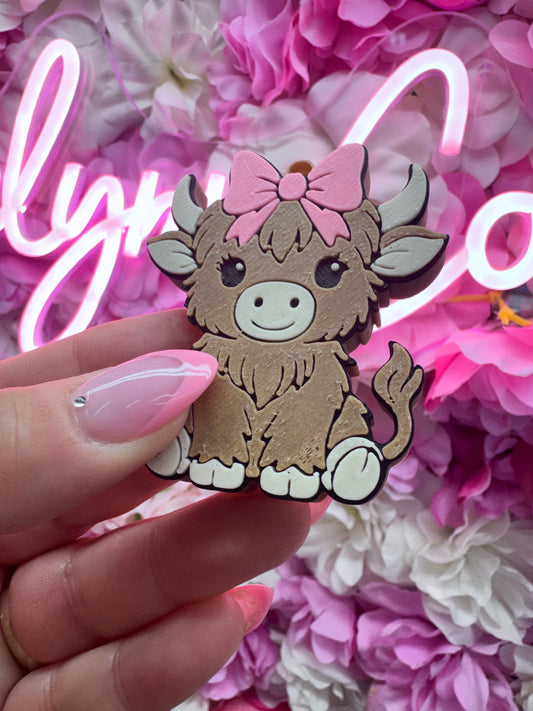 HIGHLAND COW PINK BOW CAN OPENER-3D PRINTED