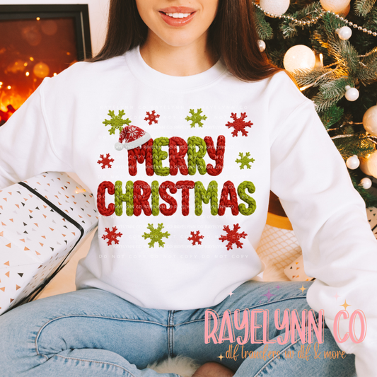 MERRY CHRISTMAS FAUX CROCHET- DTF