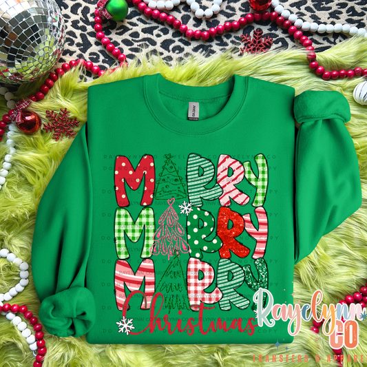 MERRY CHRISTMAS STACKED- DTF TRANSFER