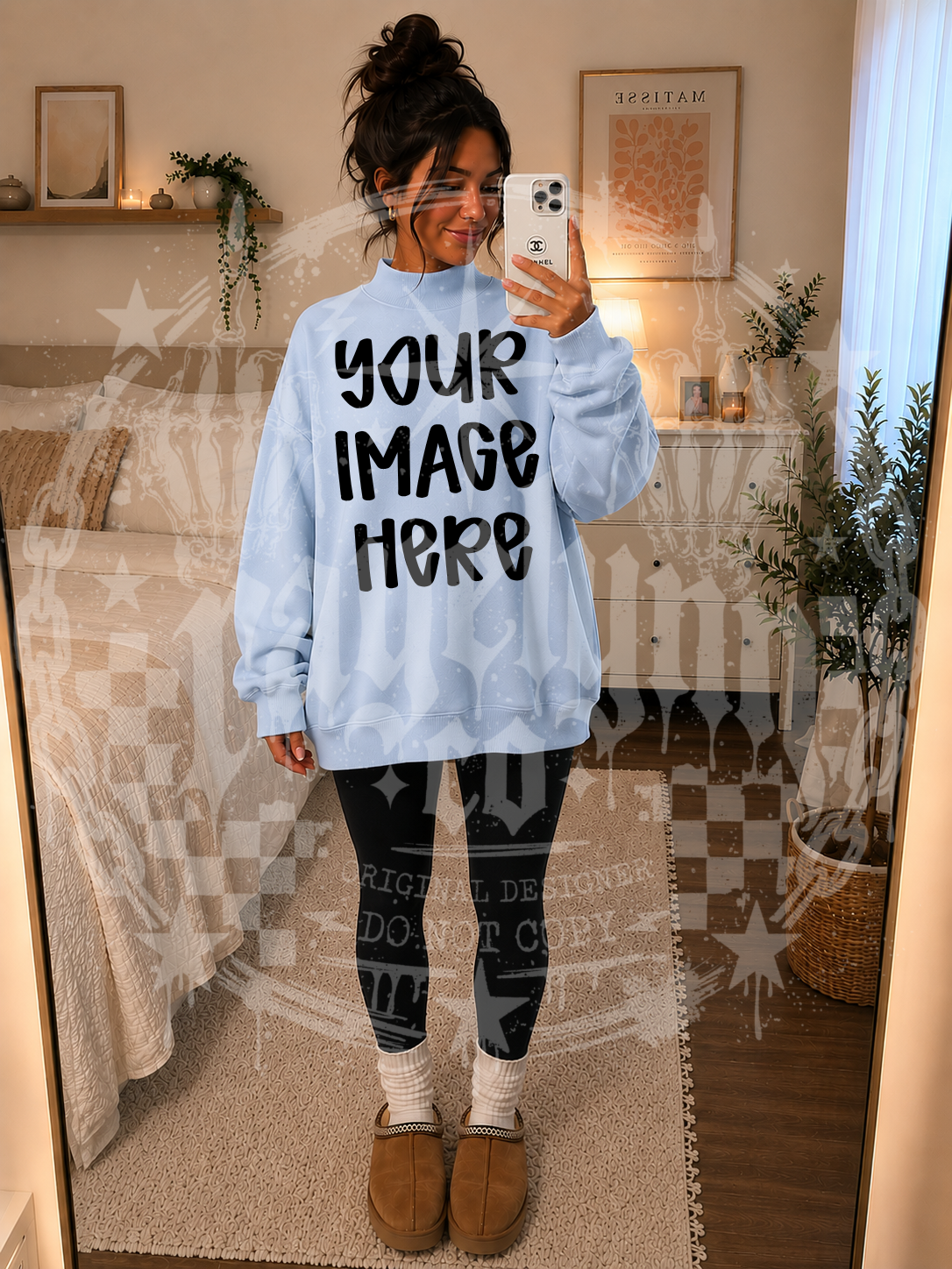 MOCK NECK DROP SHOULDER LIGHT BLUE MOCKUP- DIGITAL DOWNLOAD