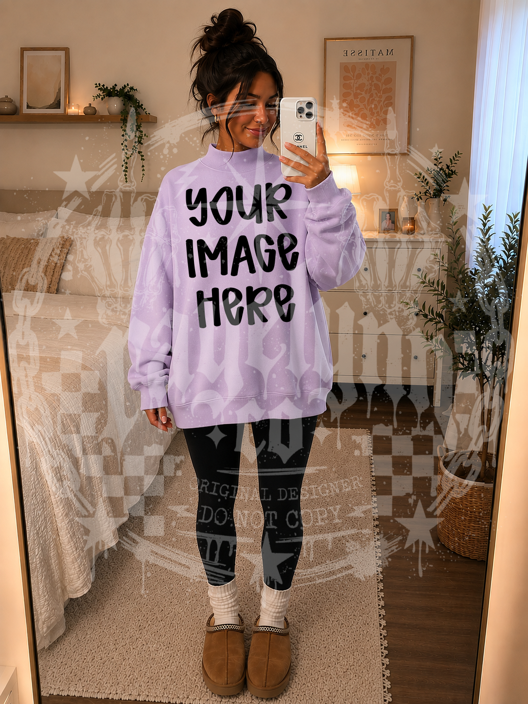 MOCK NECK DROP SHOULDER LIGHT PURPLE MOCKUP- DIGITAL DOWNLOAD