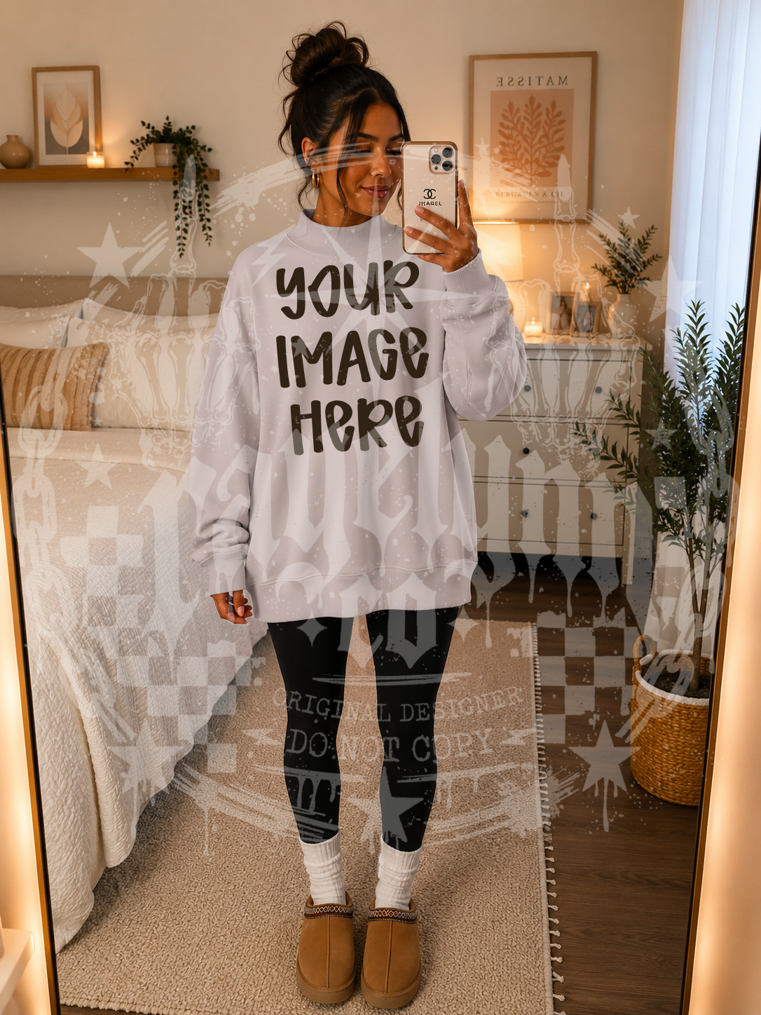 MOCK NECK DROP SHOULDER GRAY MOCKUP- DIGITAL DOWNLOAD