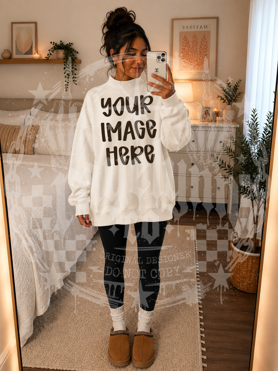 MOCK NECK DROP SHOULDER OFF WHITE MOCKUP- DIGITAL DOWNLOAD
