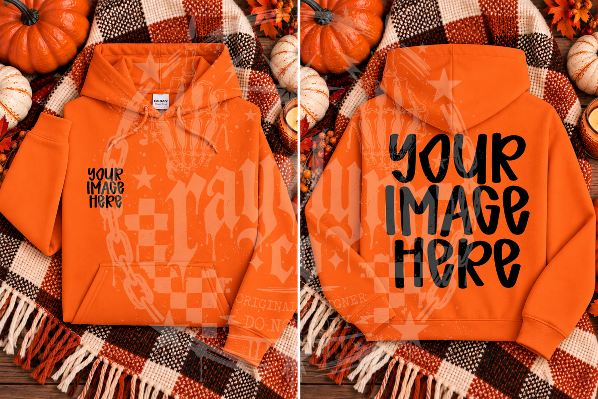 GILDAN G185 HOODIE ORANGE BLANK MOCKUP- DIGITAL DOWNLOAD