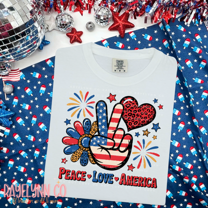 PEACE, LOVE, MERICA- DTF
