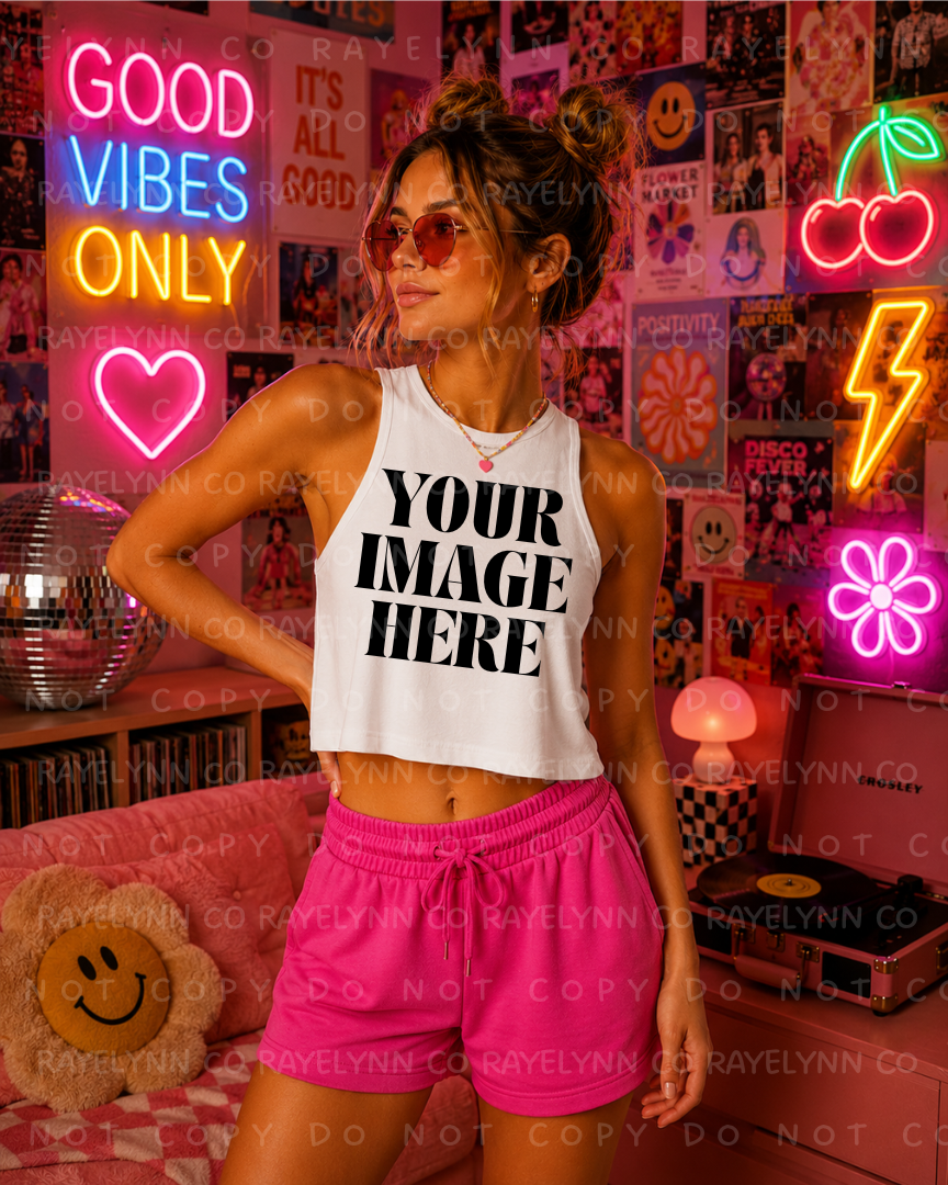 BELLA + CANVAS CROPPED WHITE BLANK MOCK UP- DIGITAL DOWNLOAD