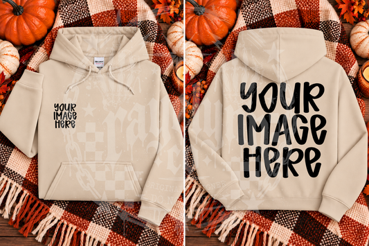 GILDAN G185 HOODIE SAND BLANK MOCKUP- DIGITAL DOWNLOAD