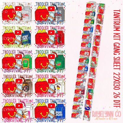 TODDLER TANTRUM KIT PREMADE GANG SHEET 22X130