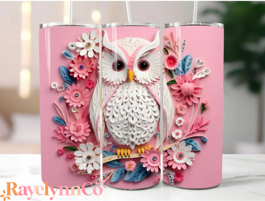 OWL (PINK)- 3D SUBLIMATION TUMBLER