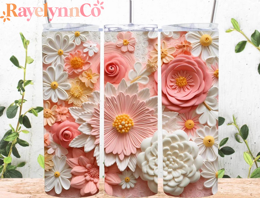 PINK FLOWERS- 3D SUBLIMATION TUMBLER