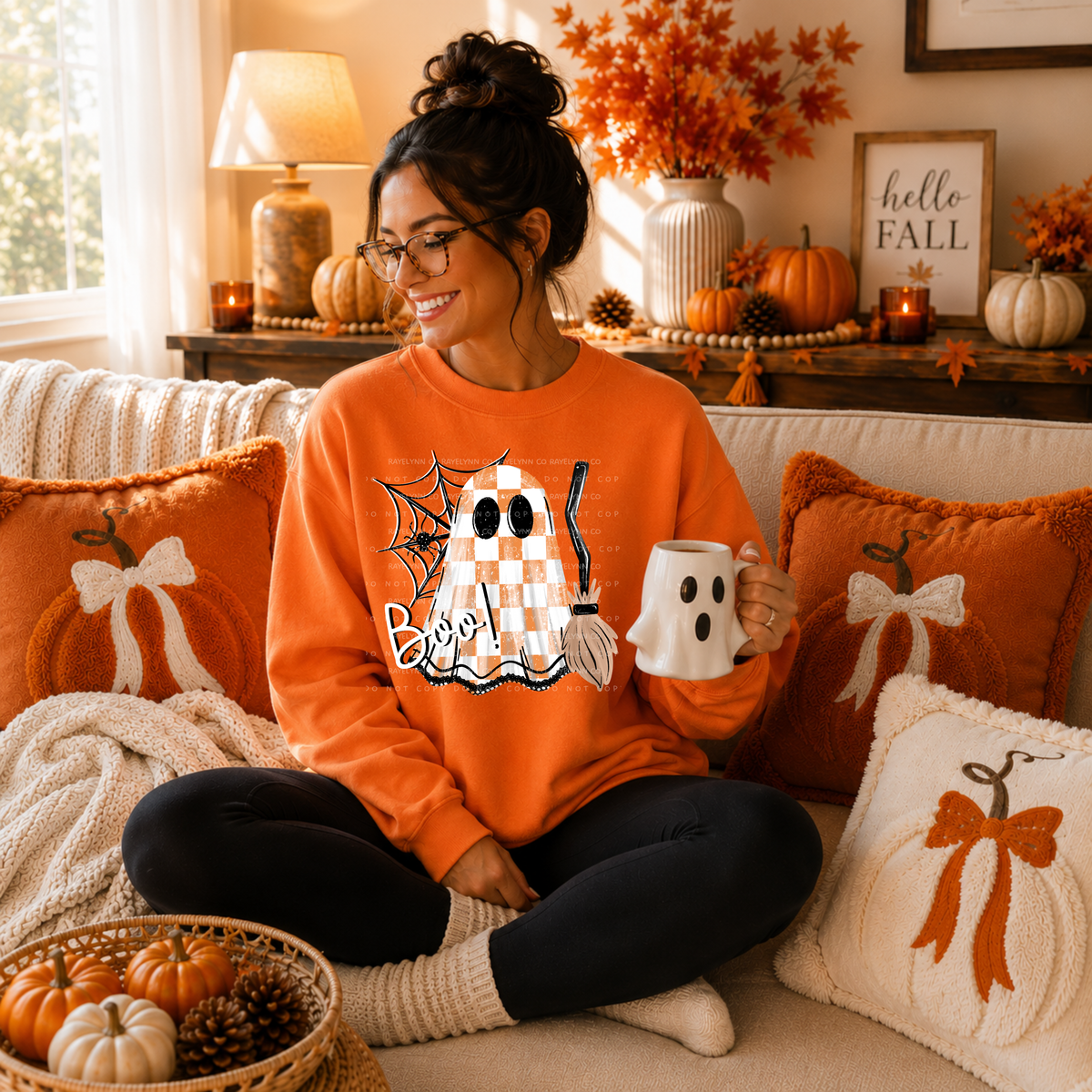 BOO CHECKERED GHOST-DTF TRANSFER