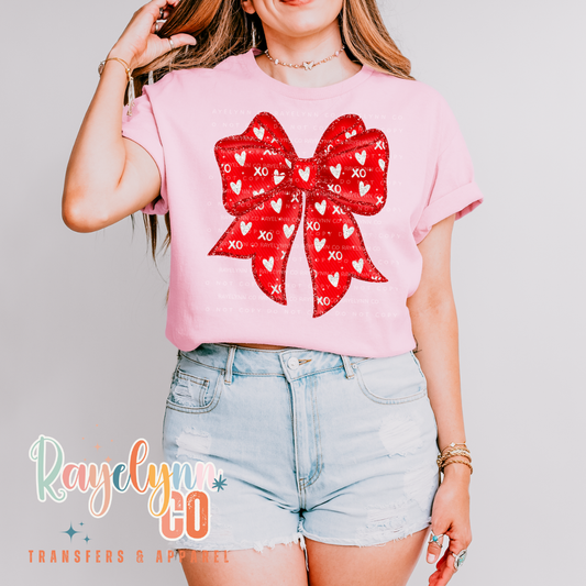 XOXO FAUX GLITTER BOW- DTF TRANSFER